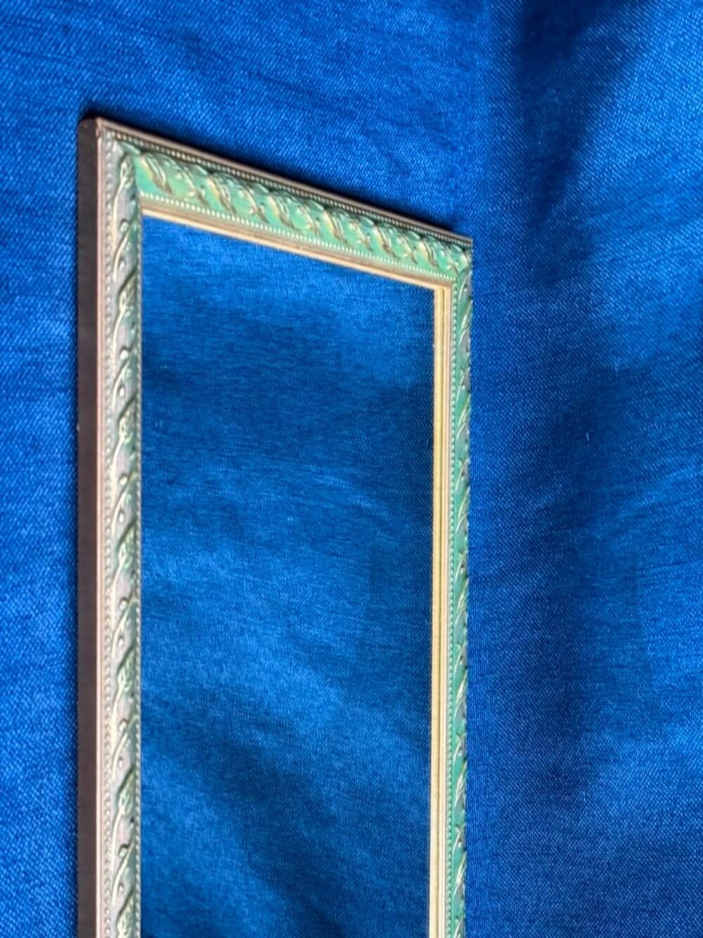 Vintage 1990s GTC International Gold & Green Florentine Ornate Wall Mirror 11"x9
